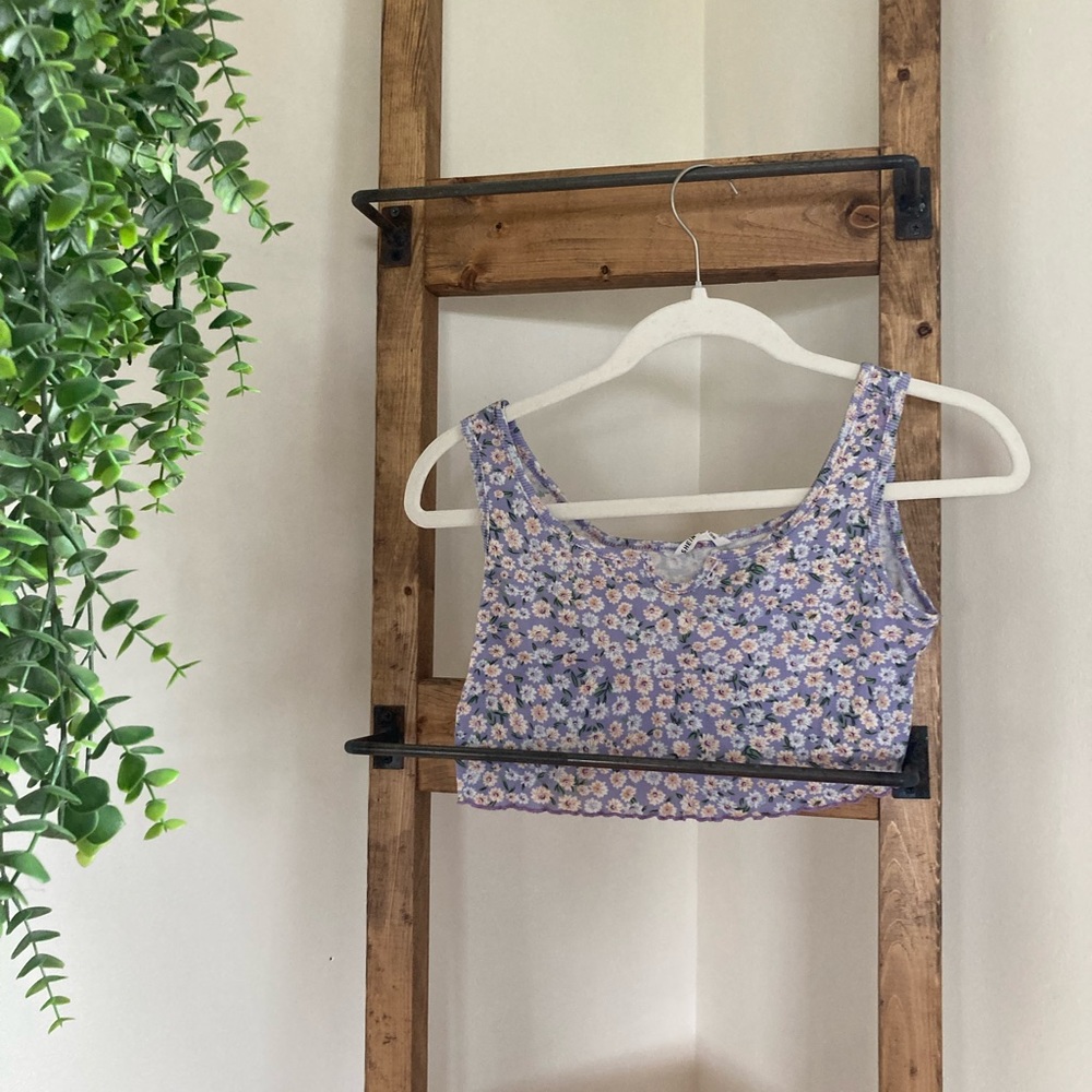 purple flower crop top